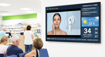 Nexa InfoScreen Digital Signage in Farmacia