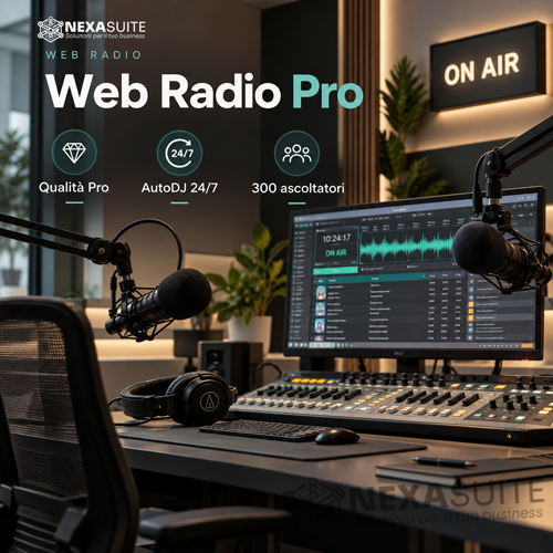 Web Radio Pro Nexa Suite con AutoDJ, streaming Live e 300 ascoltatori simultanei